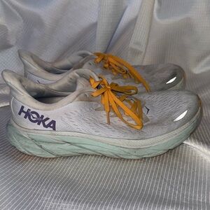Hoka White and Orange Athletic Shoes